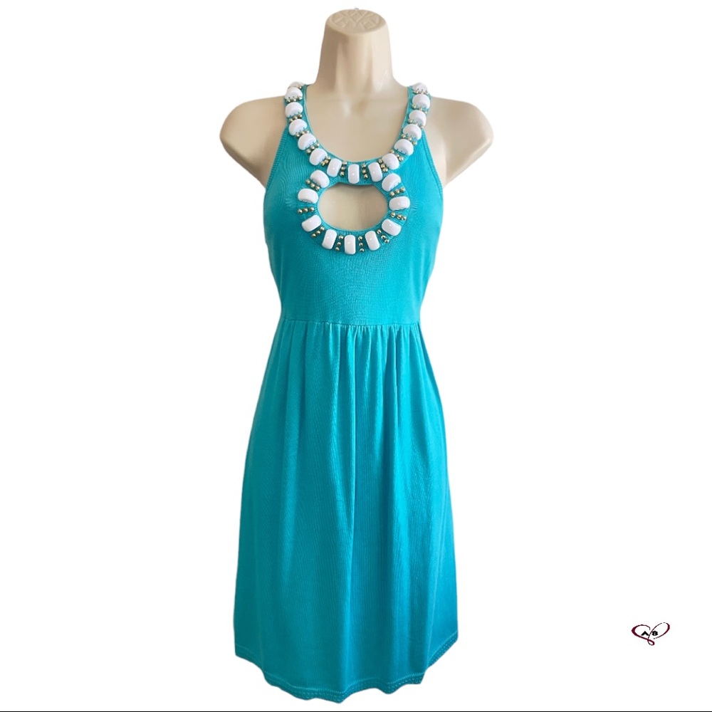 🆕 Milly of New York Beaded Oversized Jeweled Keyhole Neckline Knit Dress✨Size S